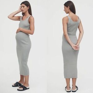 Legoe Heritage Ribbed Maternity Dress - NAVY BLUE